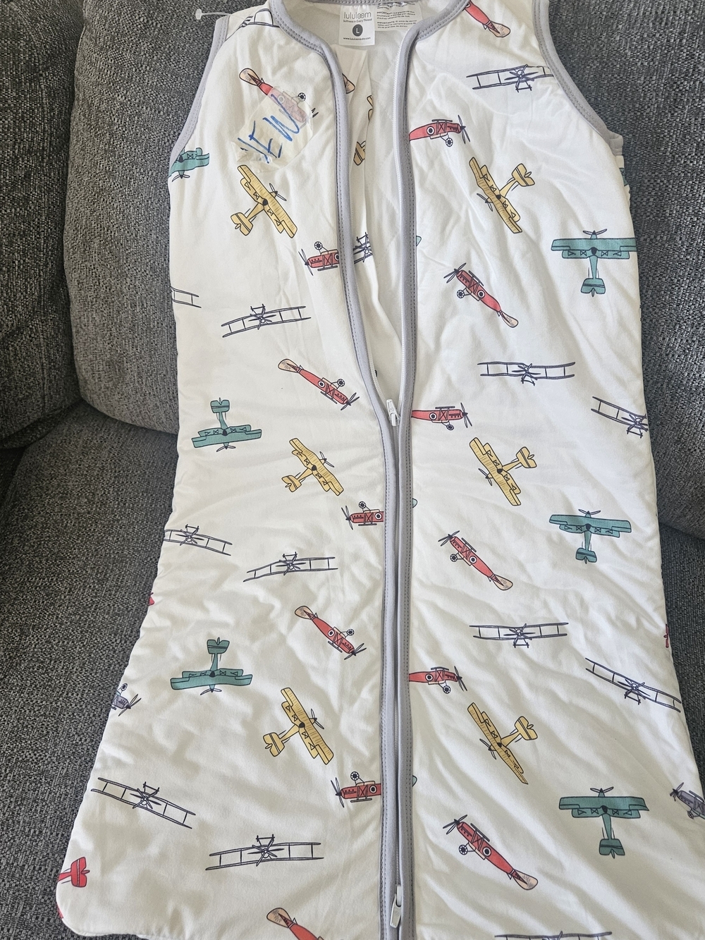 Lululoom Soft Like New White Baby Sleep Sack with Airplane Print - Multicolor